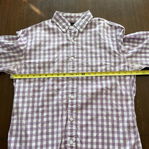 J Crew Shirt Mens Medium Purple Plaid Gingham Light Weight Button Career - Picture 9 of 10